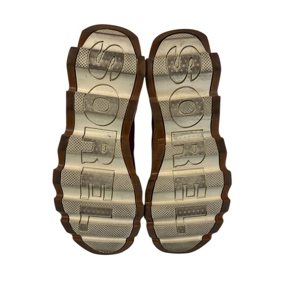 Sorel Kinetic Camel Brown Suede Waterproof Ankle Sherpa Boots Women’s size 8 - Picture 10 of 11